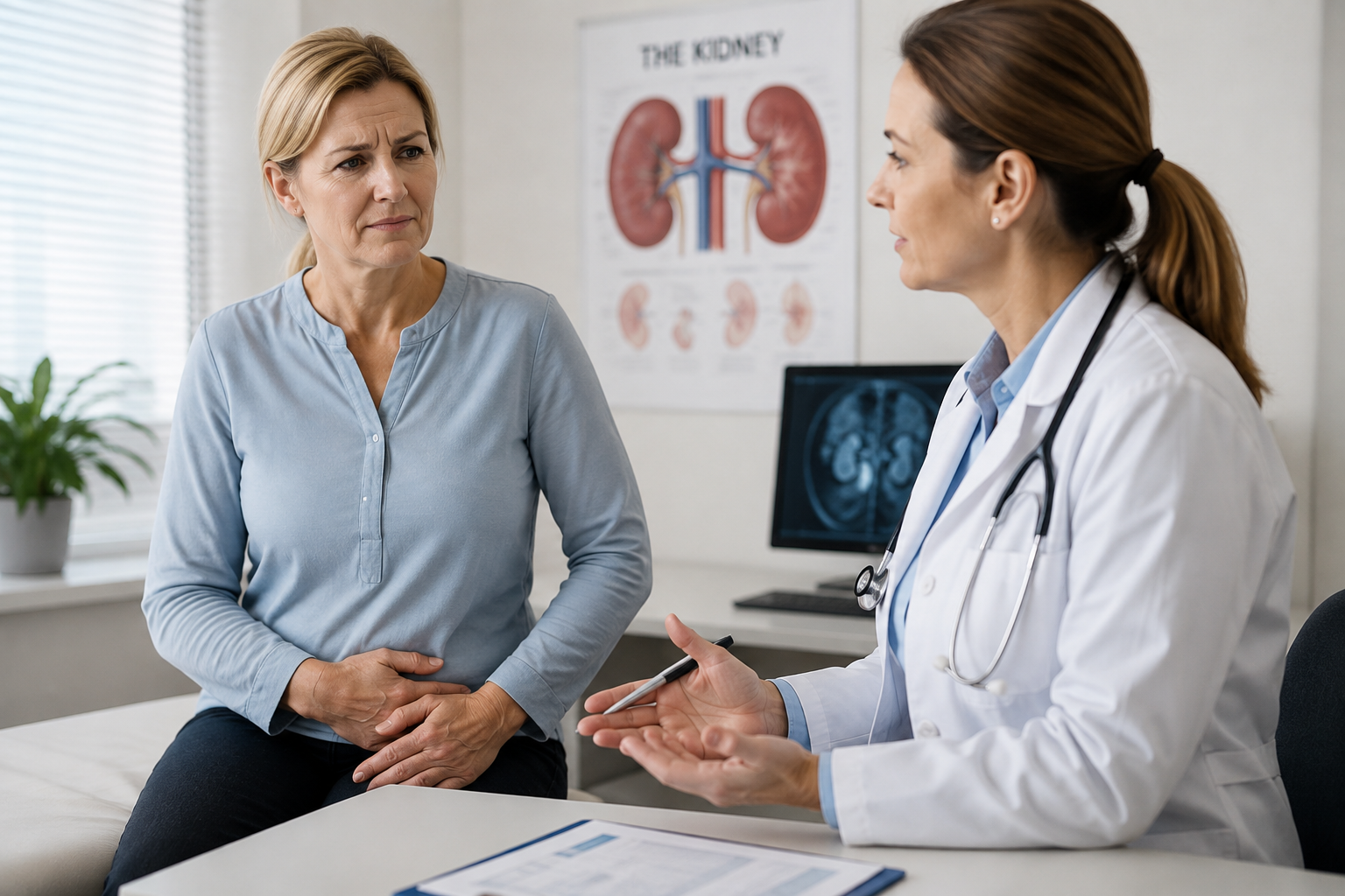 Kidney patient and doctor